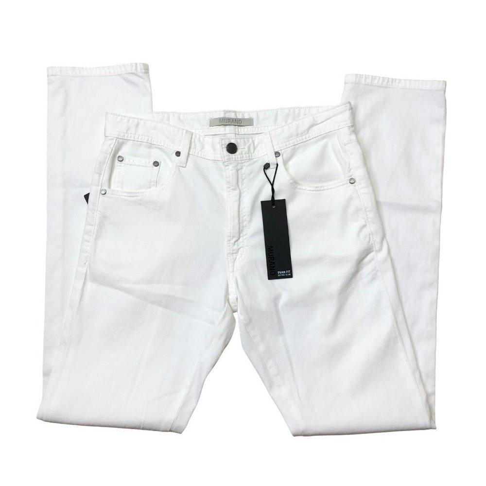 $89 MURANO MENS EVAN EXTRA SLIM‎ FIT WHITE JEANS 30 X34  NWT